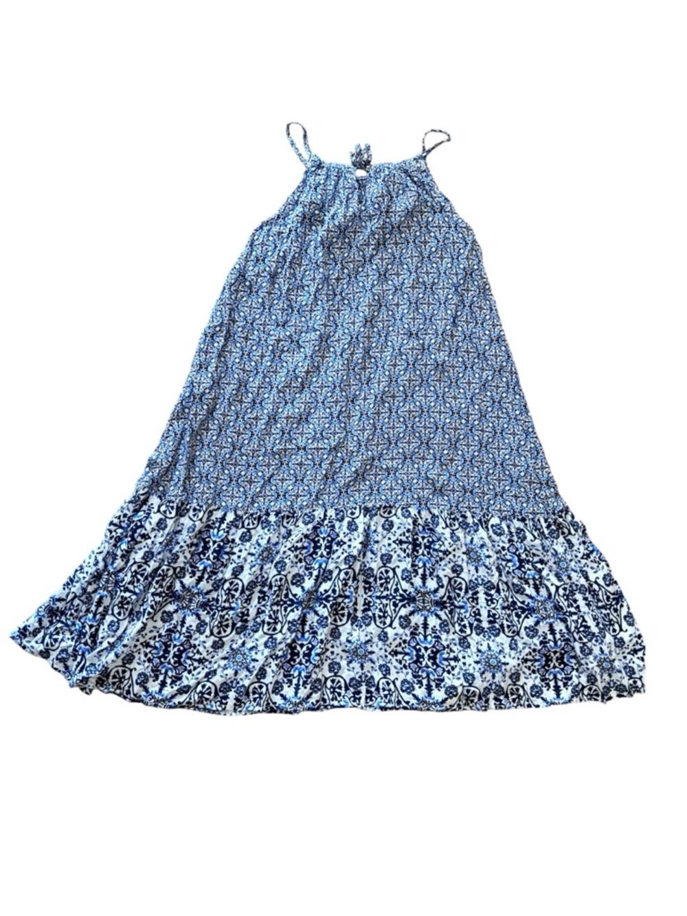 OshKosh B'gosh Girls Long Sleeveless Dress Blue & White Floral Print Size 7